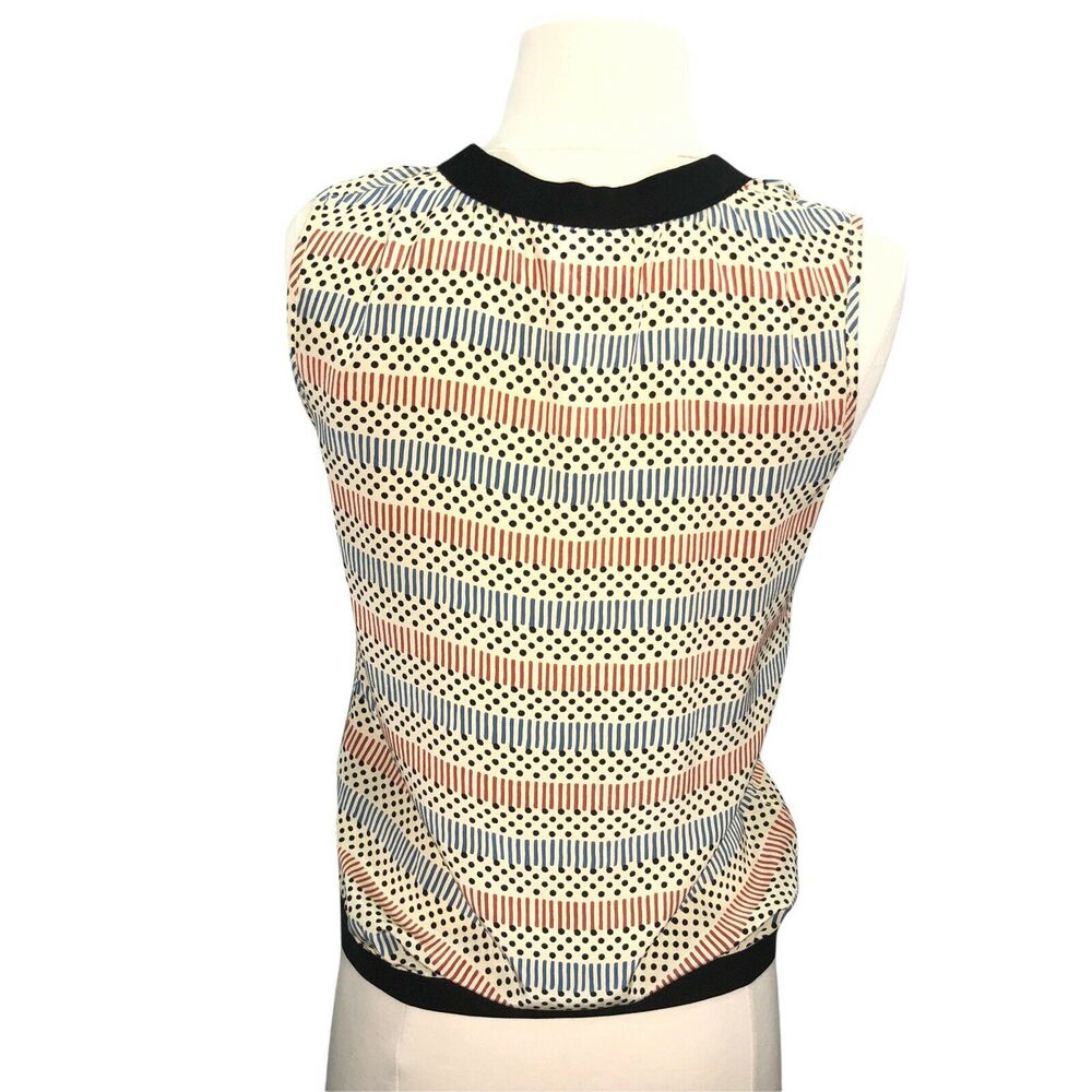 Marni for H&M Womens Size 2 Vest Retro Geometric Silk Tank Top Blouse V Neck - Picture 5 of 9